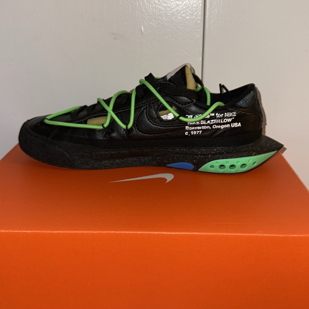 Nike Blazer Low Off-White Black Electro Green - size 8 - Picture 4 of 8